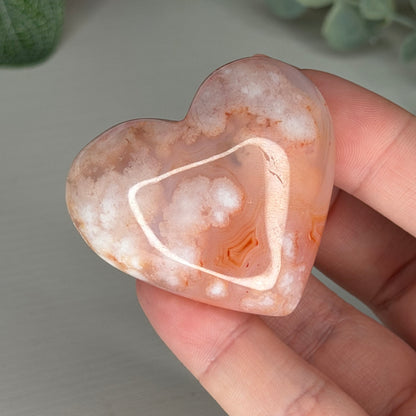 Carnelian Flower Agate Heart