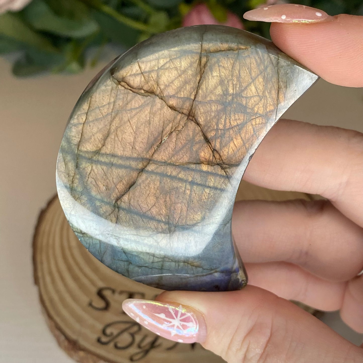 Labradorite Moons on Stands