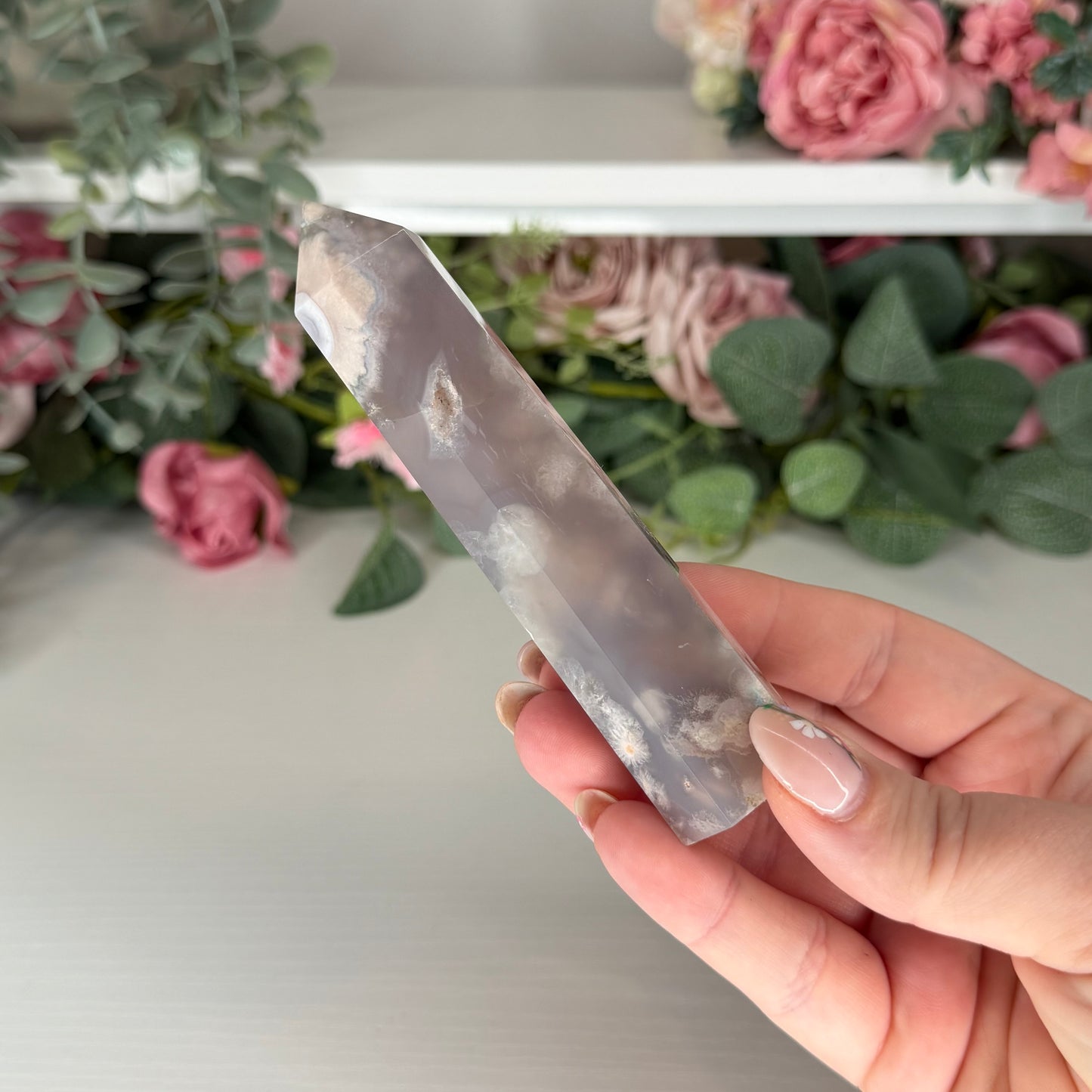 Black Flower Agate Towers