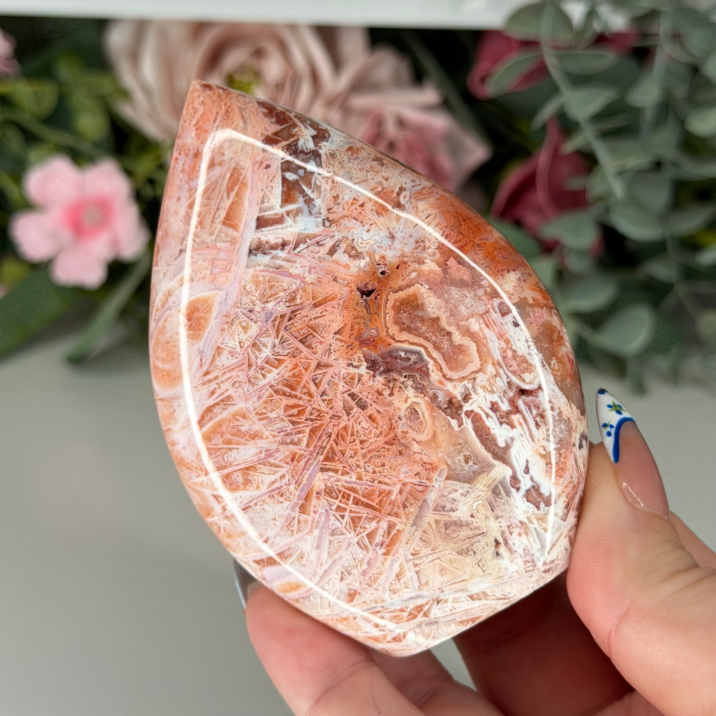 Pink Stick Agate Teardrop