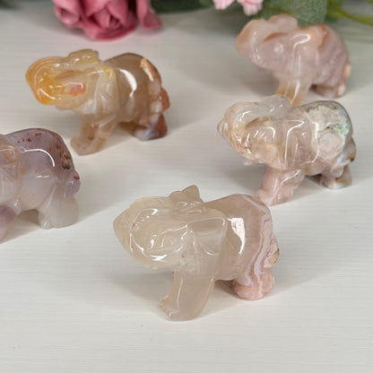 Flower Agate Elephant