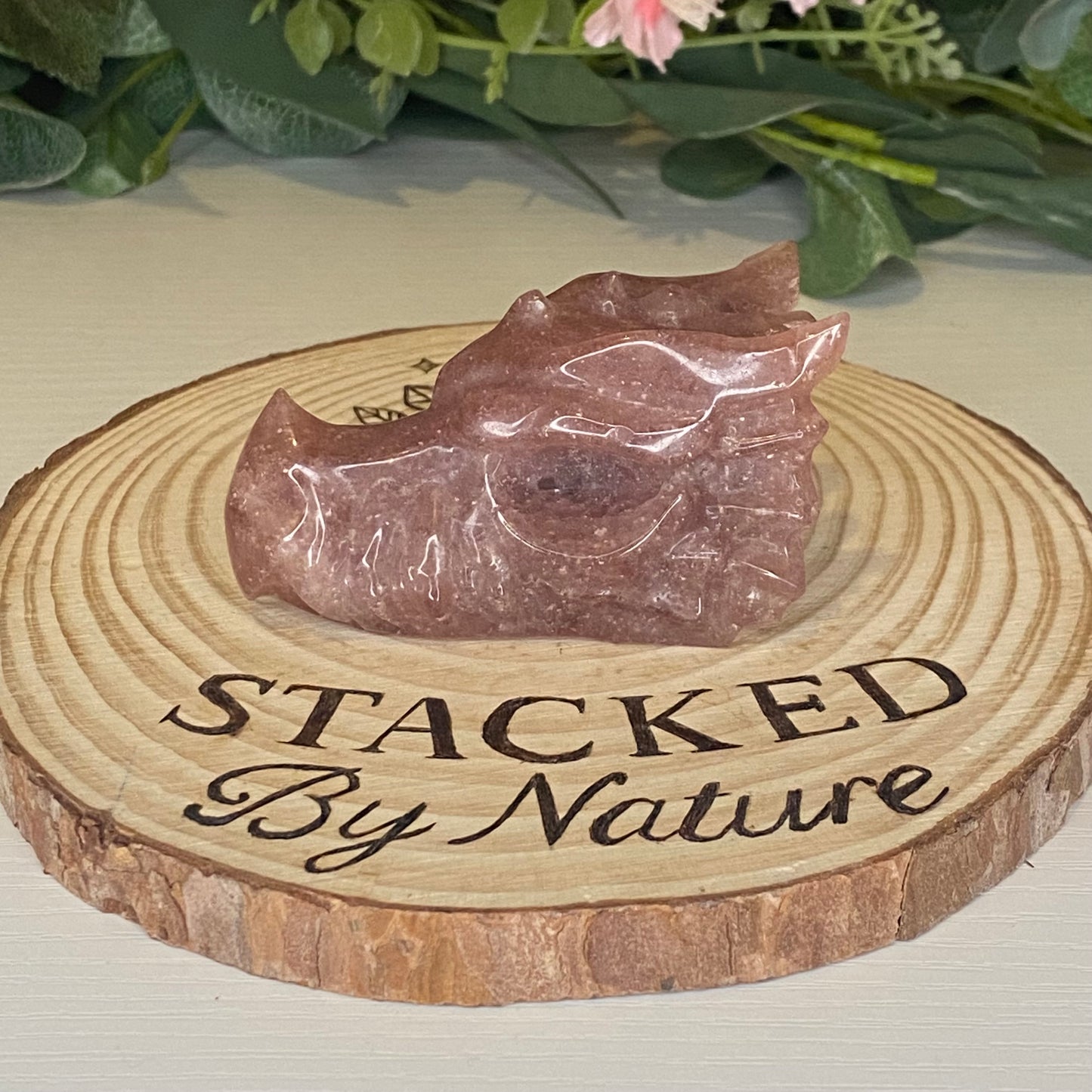 Strawberry Quartz Dragon Head