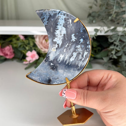 Blue Plume Agate Moon B