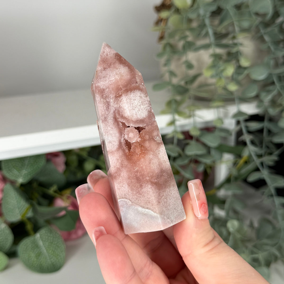 Pink Amethyst With Flower Agate Tower C