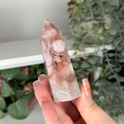 Pink Amethyst With Flower Agate Tower C