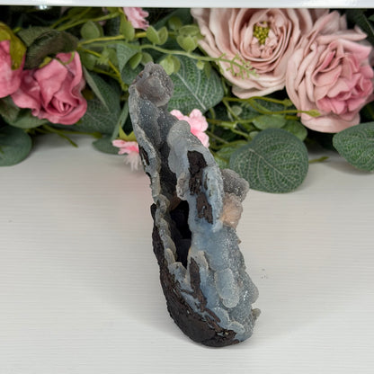 Blue Chalcedony With Stilbite & Calcite 569g