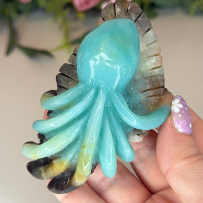 Amazonite Octopus Carving