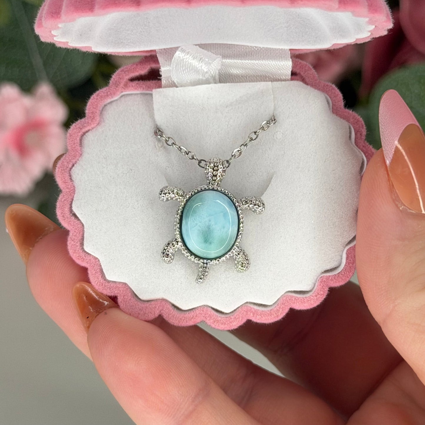 Larimar Turtle Necklace
