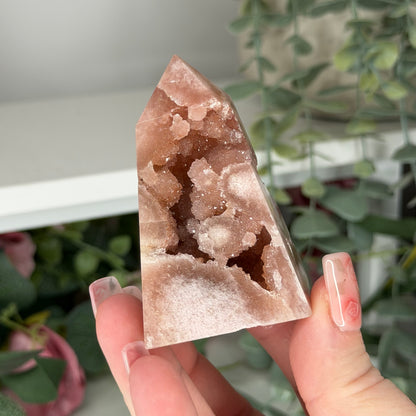Pink Amethyst With Flower Agate Tower A