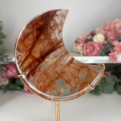 Fire Quartz Moons on Custom Stands