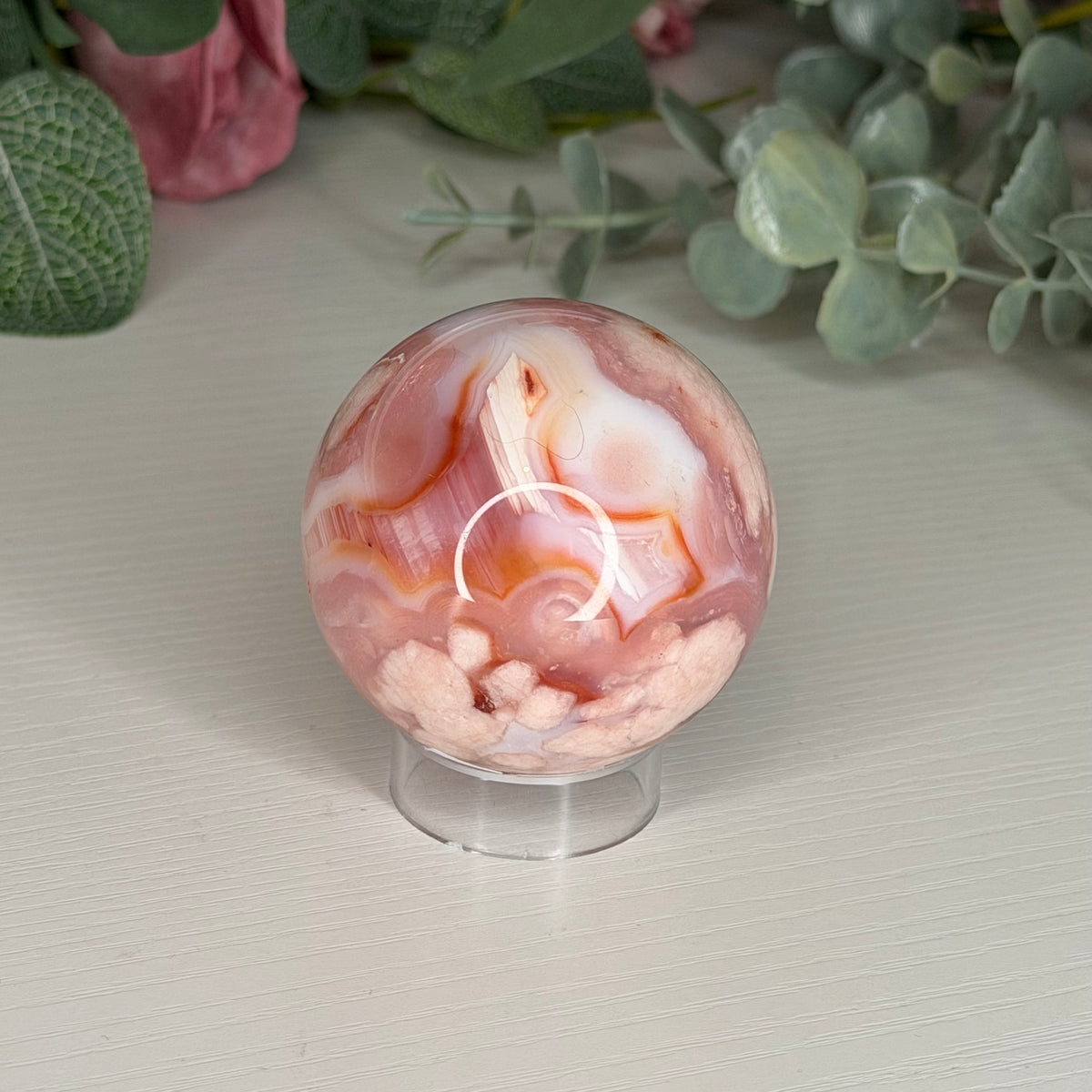 Carnelian Flower Agate Sphere C