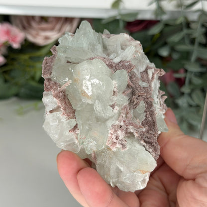 Green Apophyllite With Pink Chalcedony W