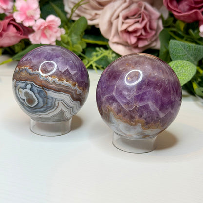 Amethyst with Lace Agate Spheres