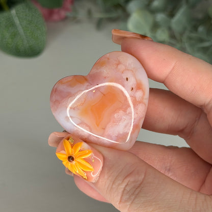 Carnelian Flower Agate Heart