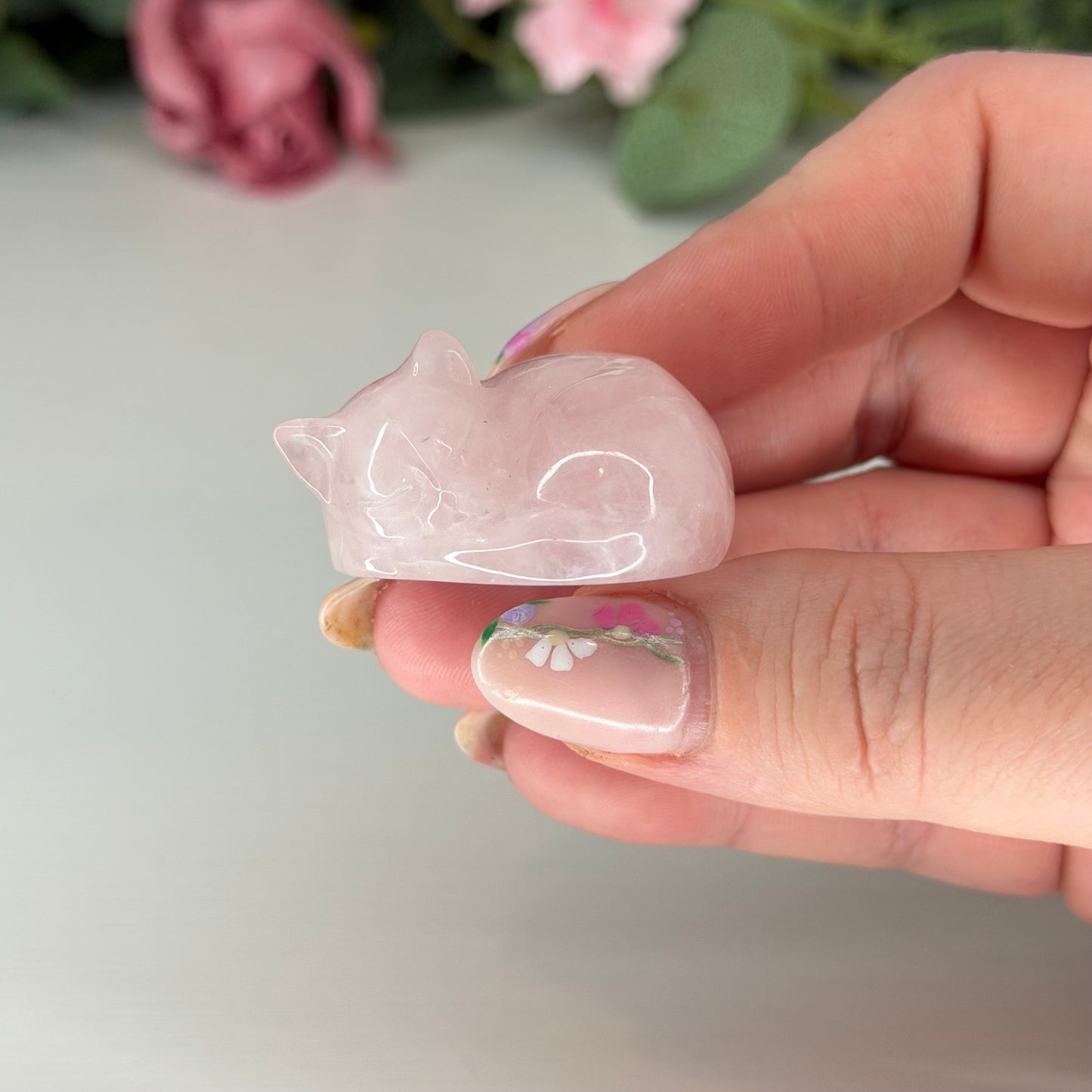 Rose Quartz Sleeping Cat