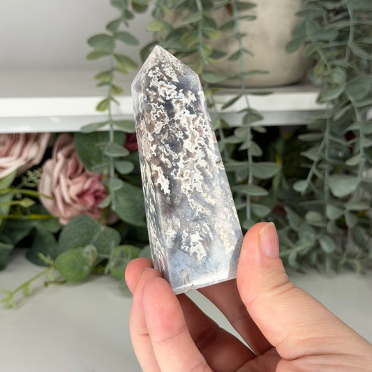 Blue Plume Agate Tower