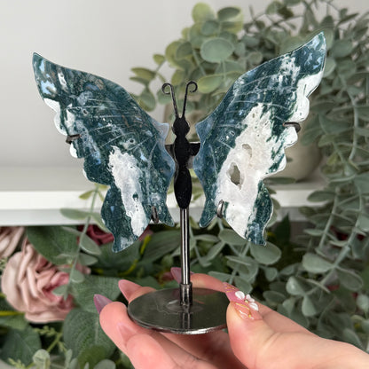 Moss Agate Butterfly Wings