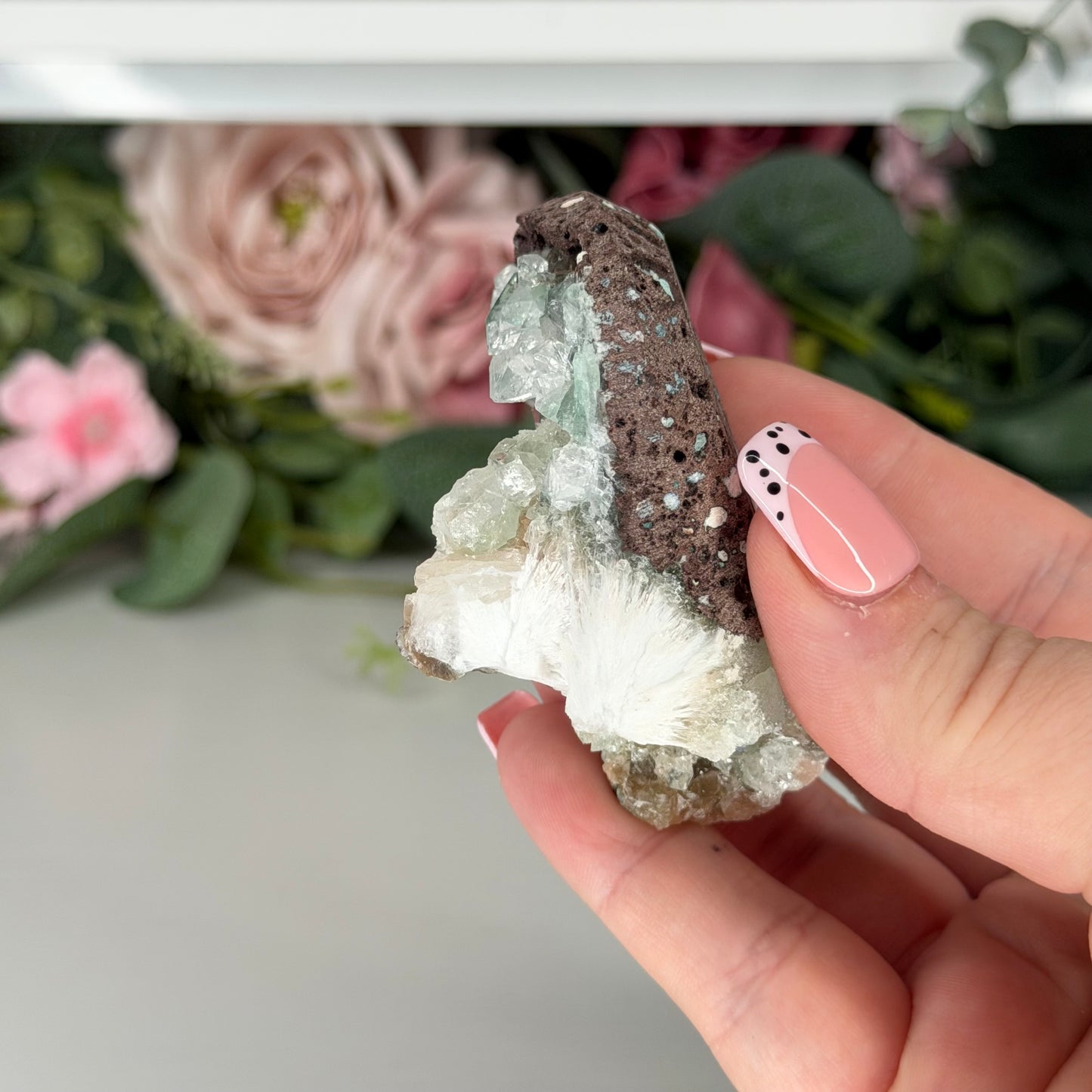 Green Apophyllite With Mordenite D