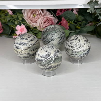 Dendritic Green Picture Jasper Spheres