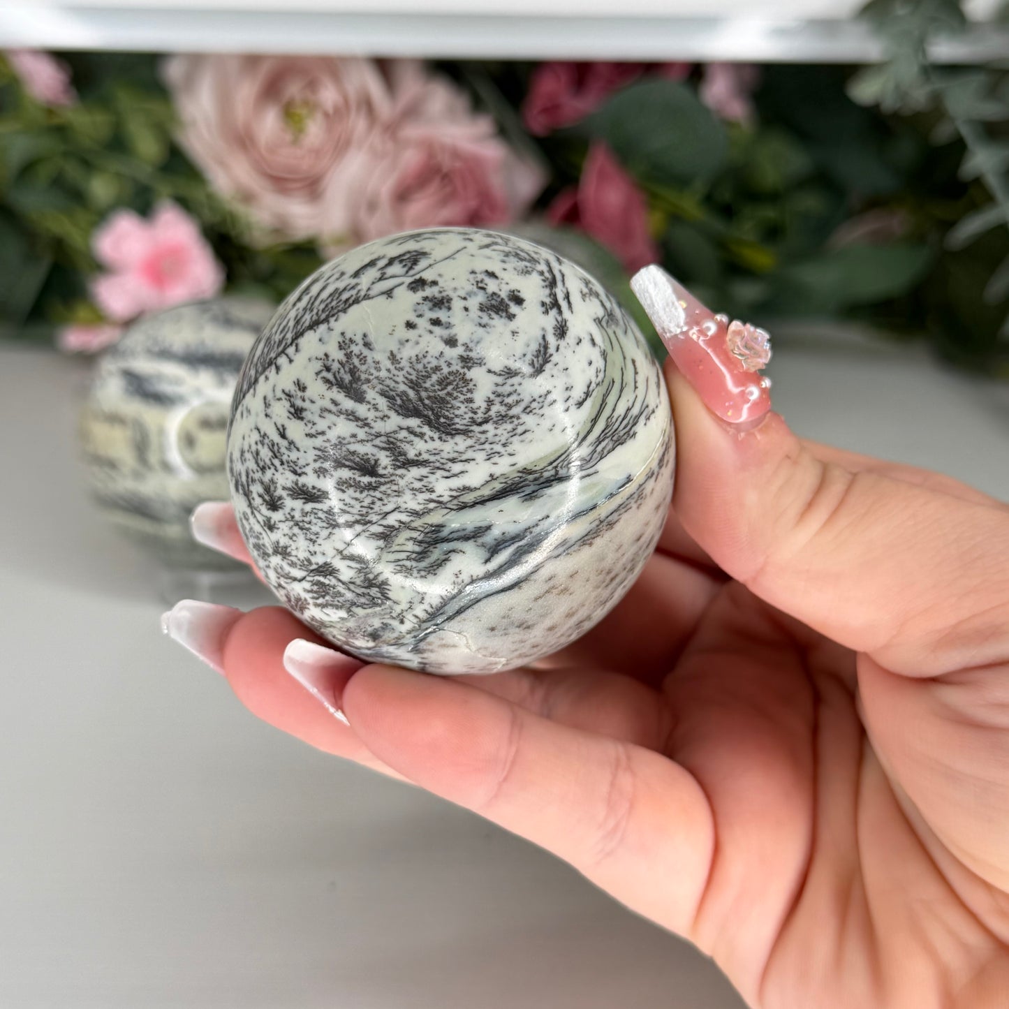 Dendritic Green Picture Jasper Spheres