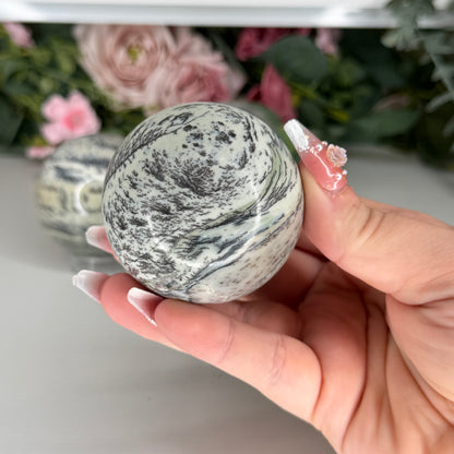 Dendritic Green Picture Jasper Spheres