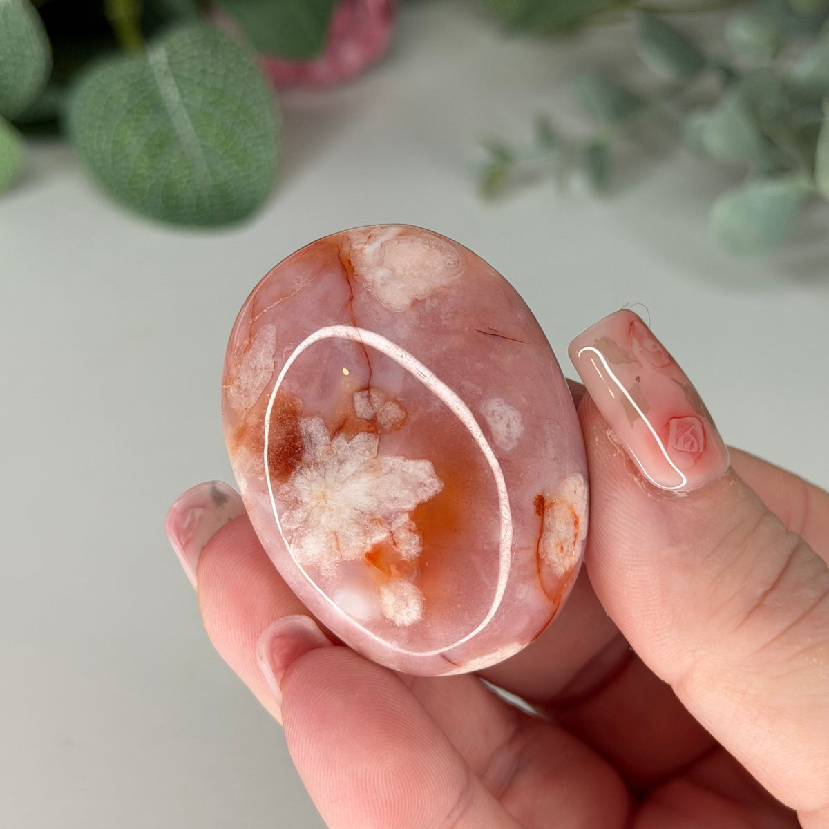 Carnelian Flower Agate Palmstone