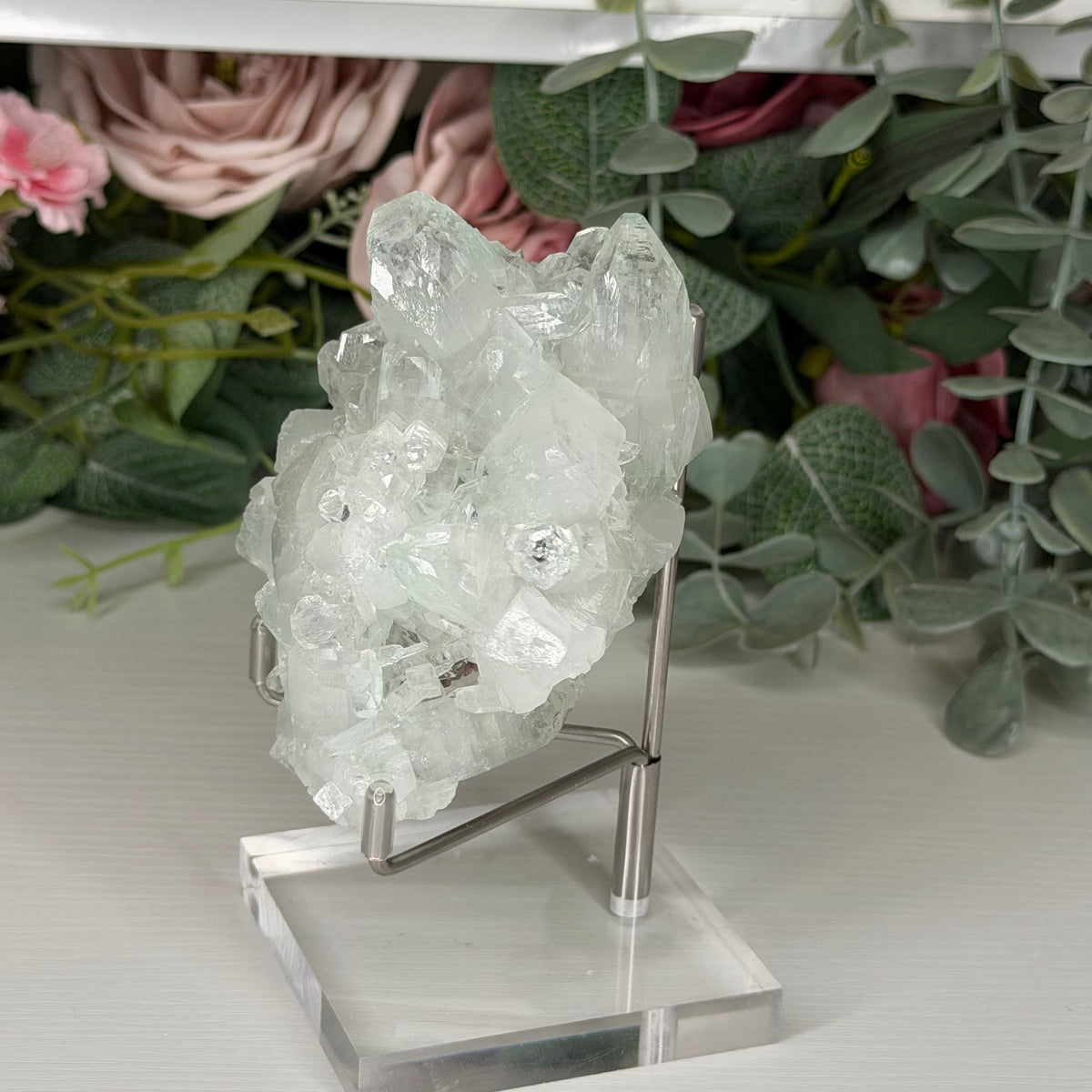 Green Apophyllite With Pink Chalcedony O
