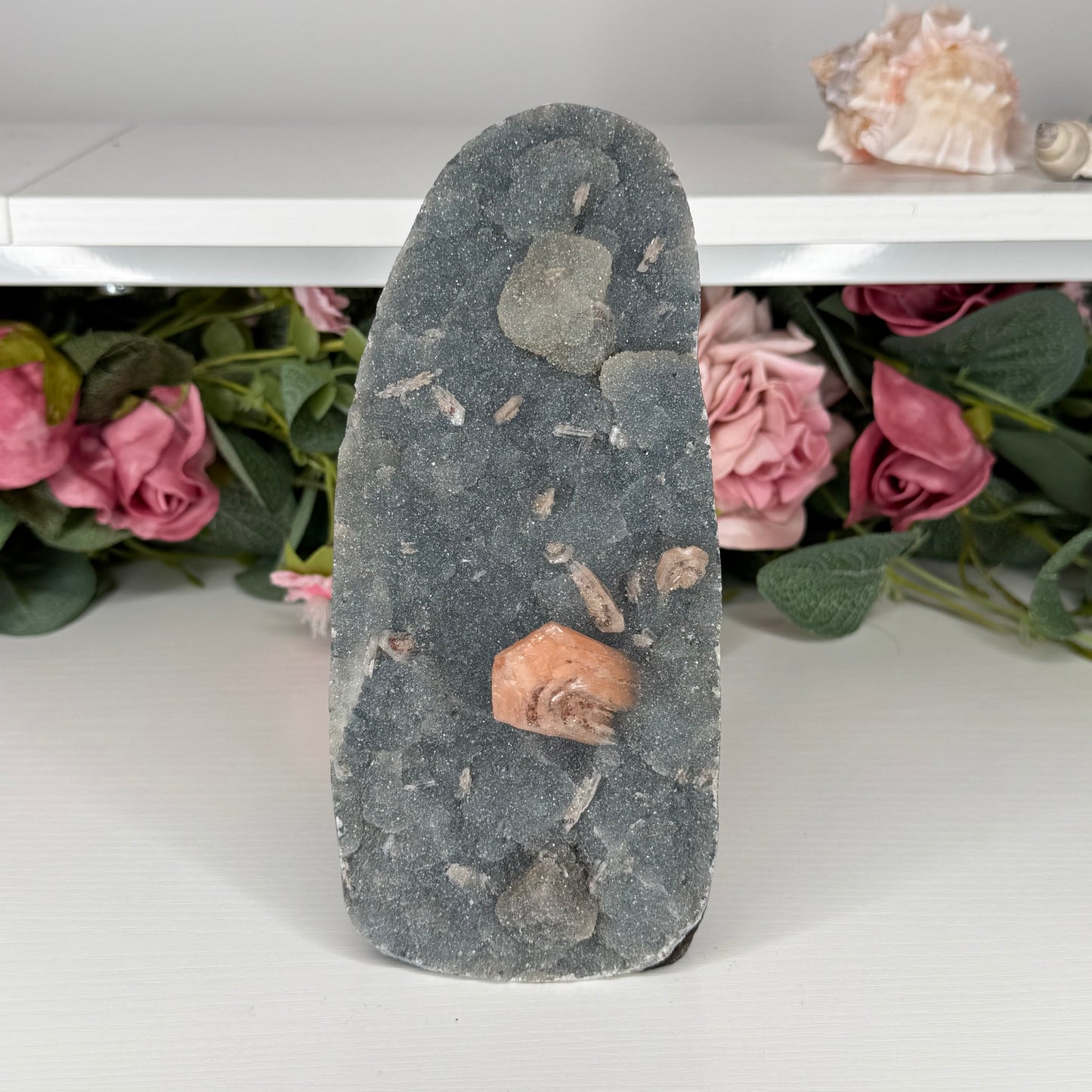 Blue Chalcedony With Stilbite & Calcite 696g