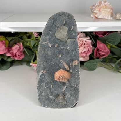 Blue Chalcedony With Stilbite & Calcite 696g