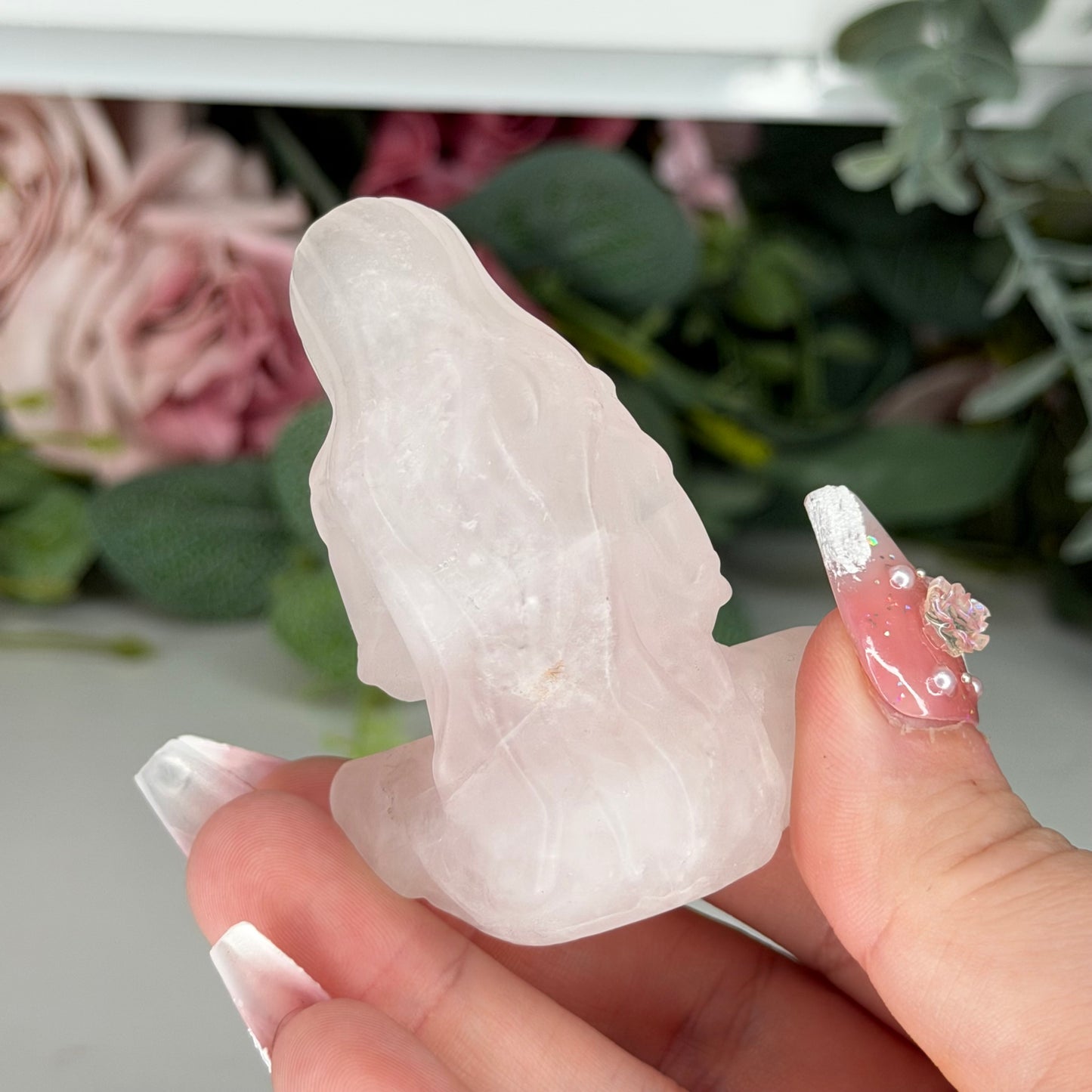 Rose Quartz Mum & Baby Carving
