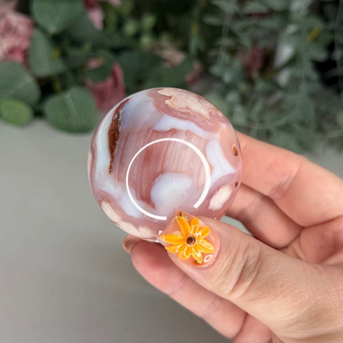 Carnelian Flower Agate Sphere C