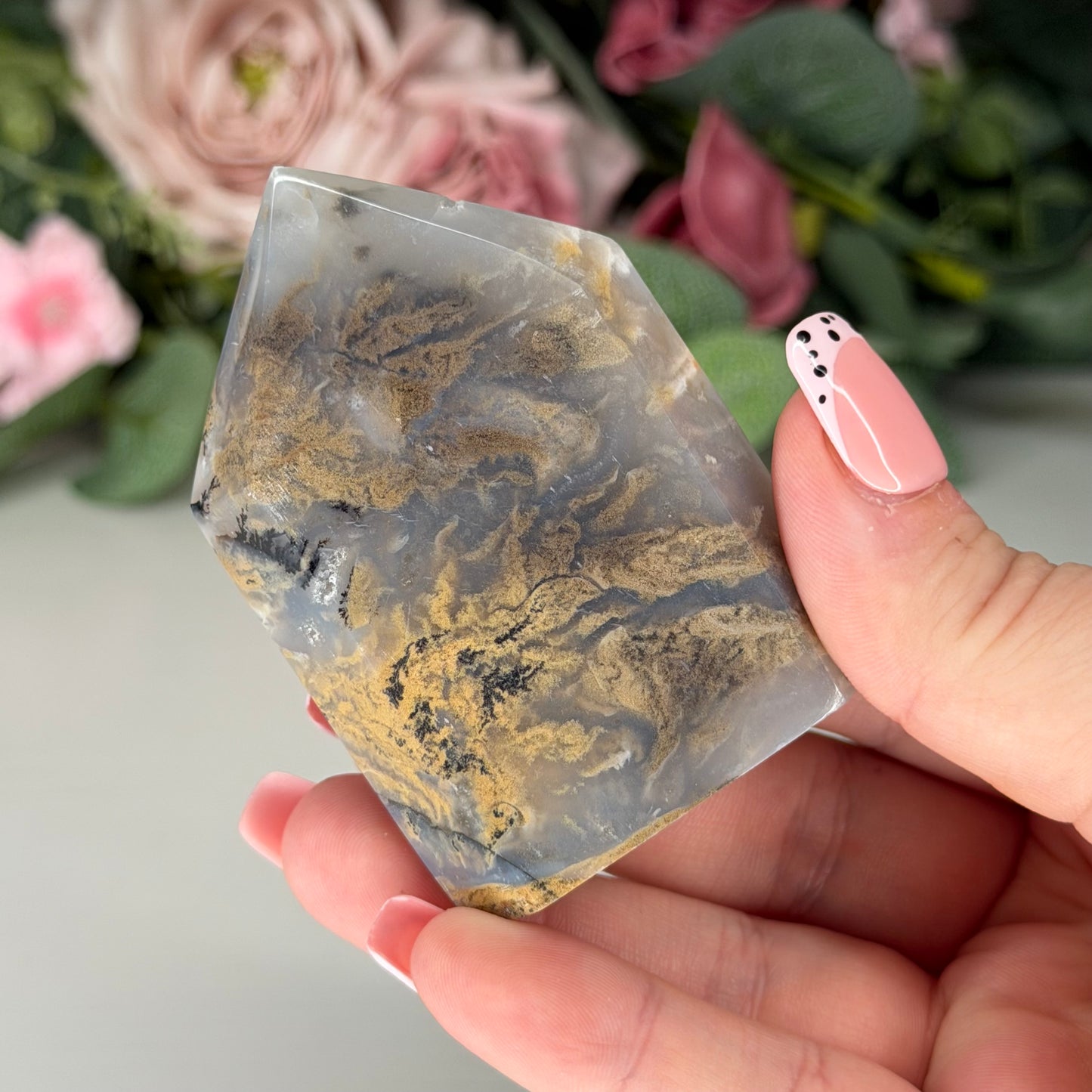 Indonesian Dendritic Moss Agate Domino Towers