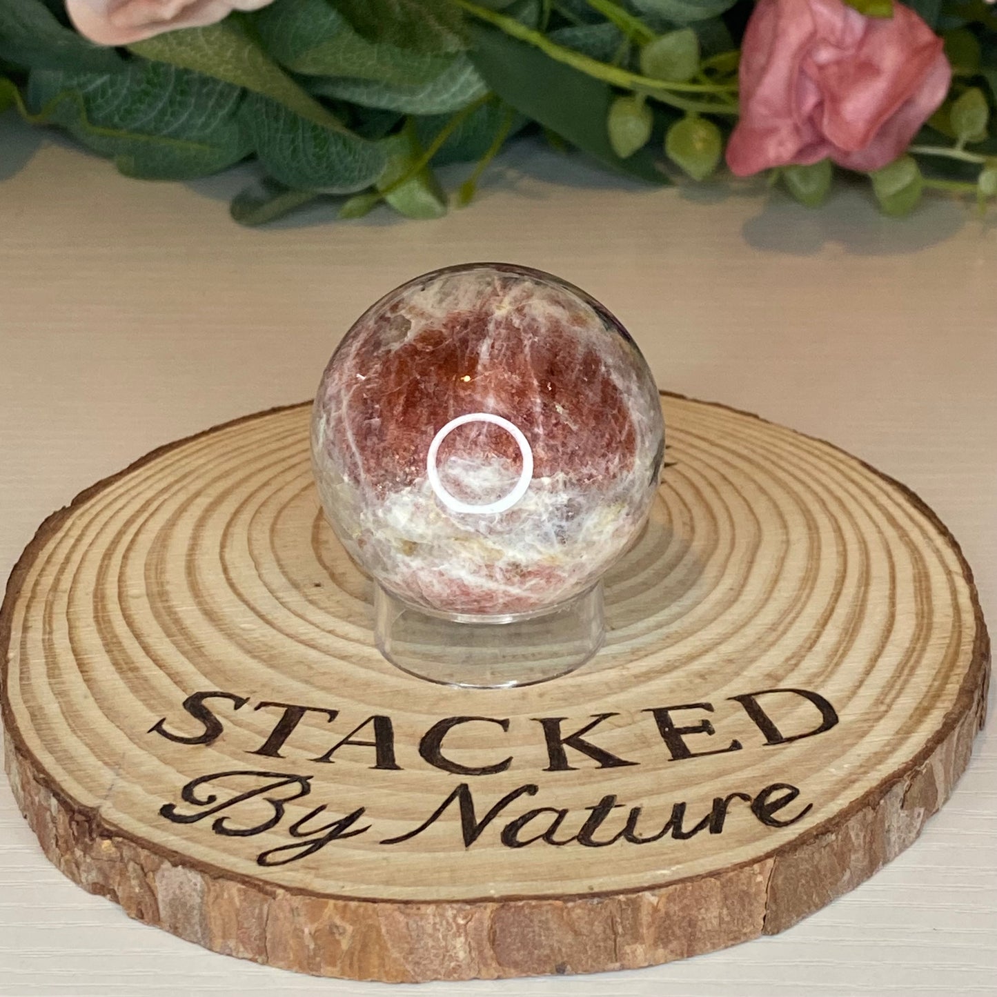 Moonstone with Sunstone Sphere