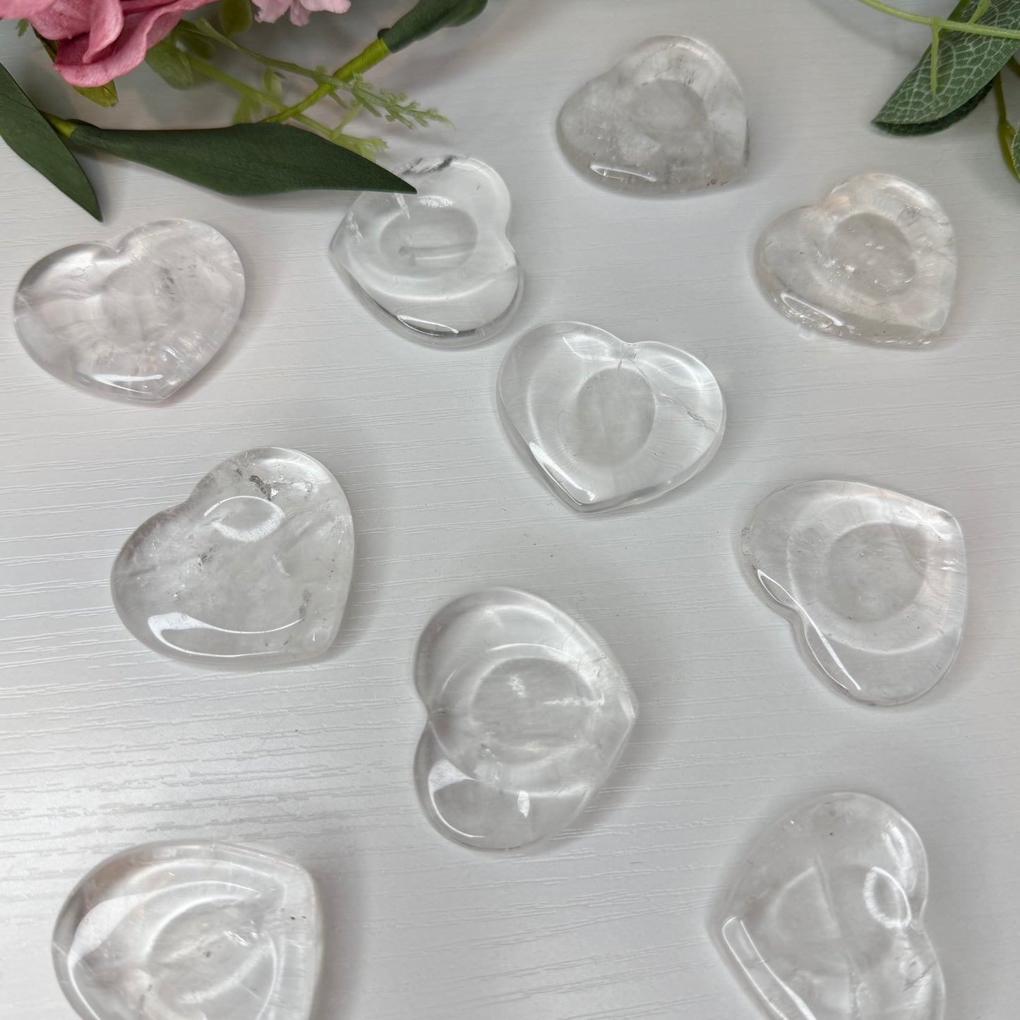 Clear Quartz Heart Shaped Worry Stones (Intuitively Chosen)