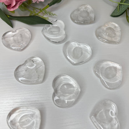 Clear Quartz Heart Shaped Worry Stones (Intuitively Chosen)