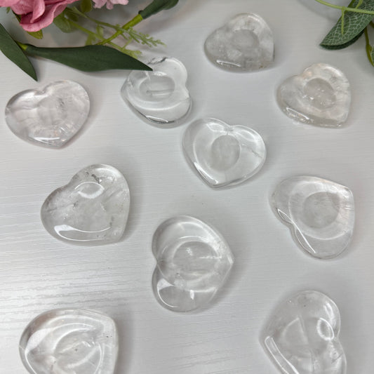 Clear Quartz Heart Shaped Worry Stones (Intuitively Chosen)