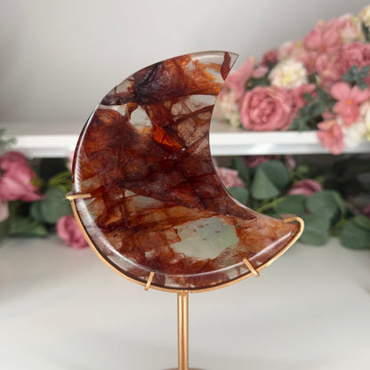 Fire Quartz Moons on Custom Stands