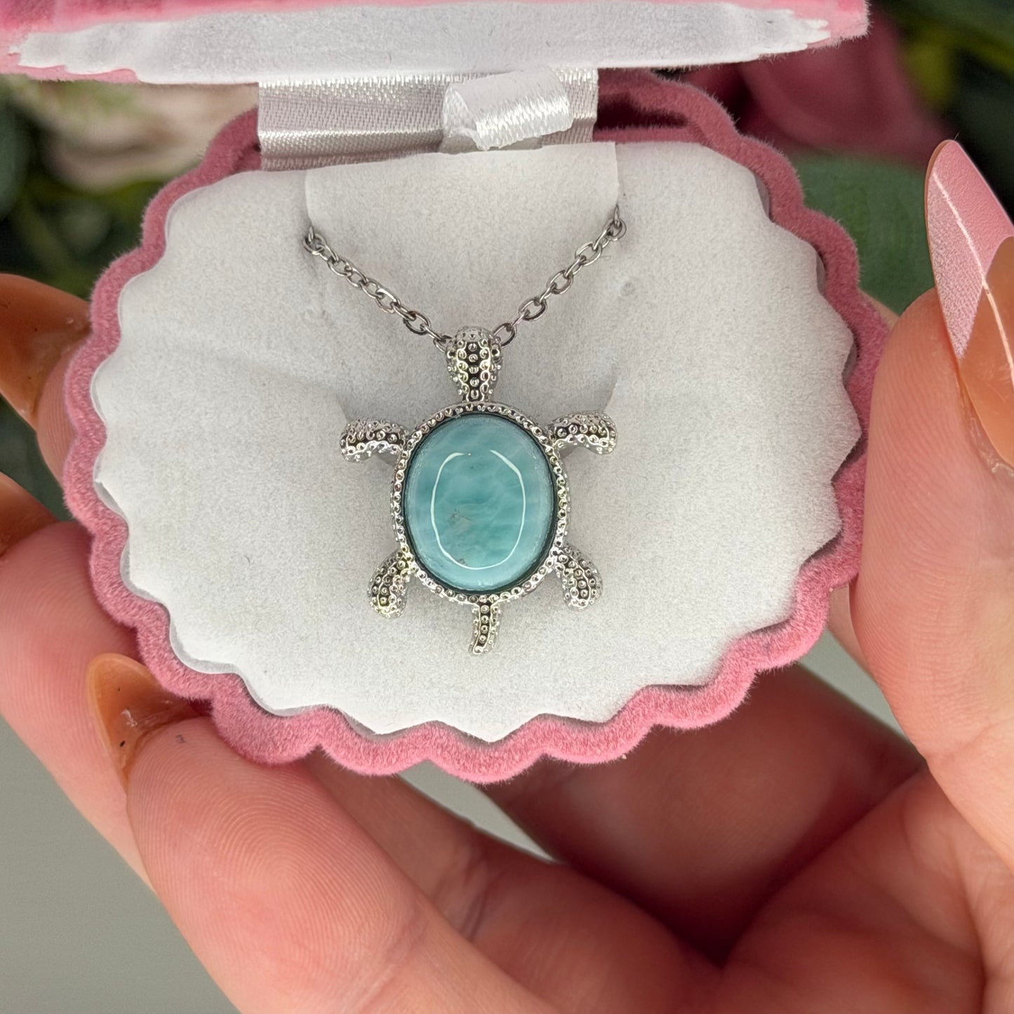 Larimar Turtle Necklace