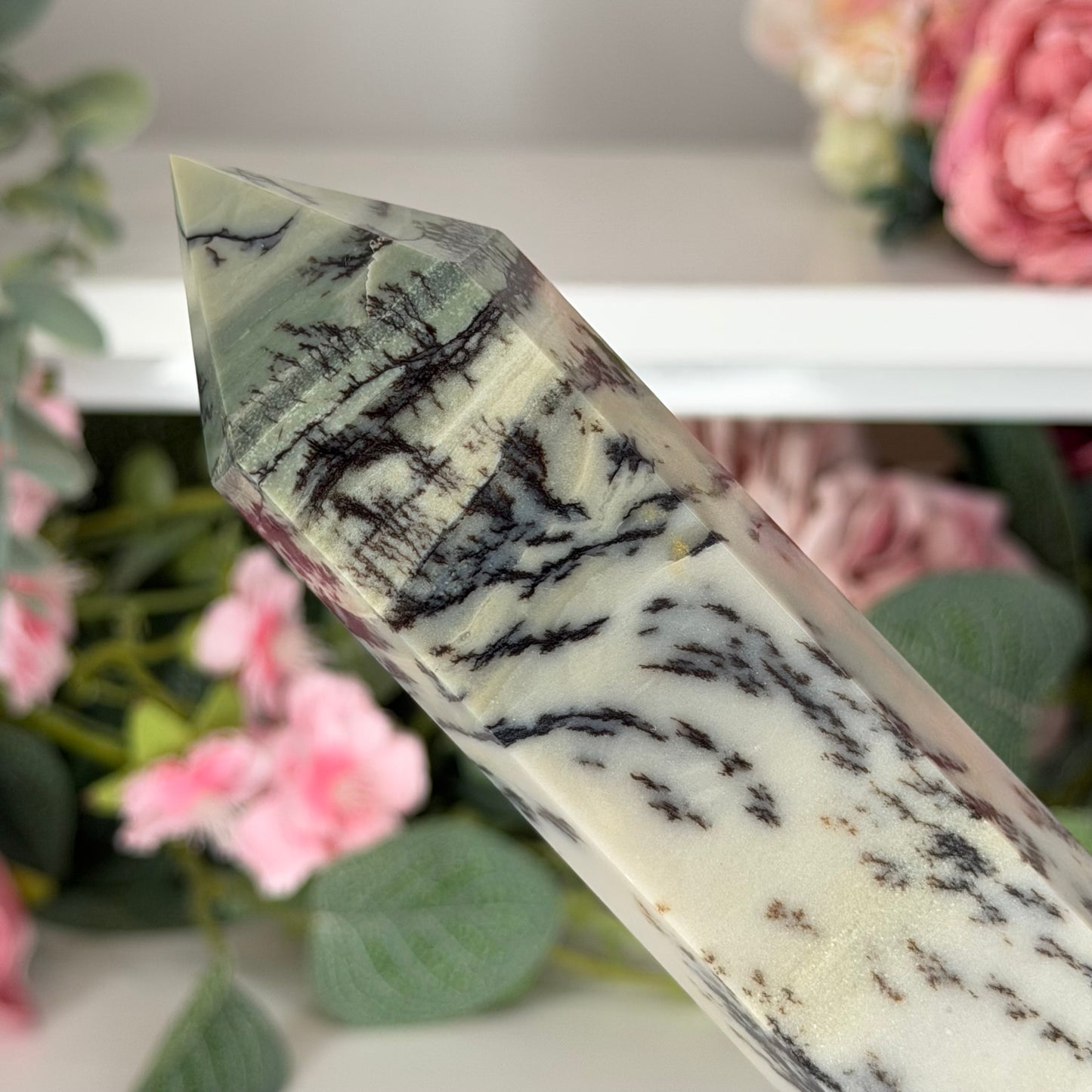 Green Dendritic Picture Jasper Statement Towers