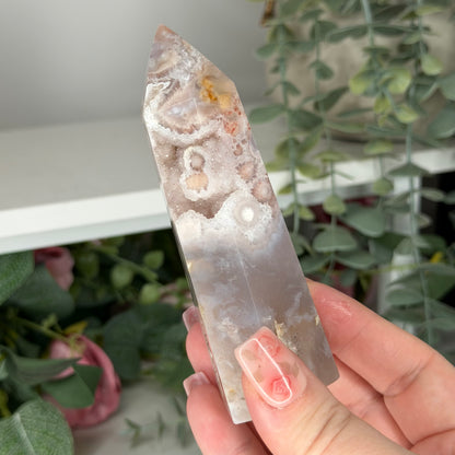 Pink Amethyst With Flower Agate Tower F