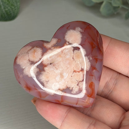 Carnelian Flower Agate Heart