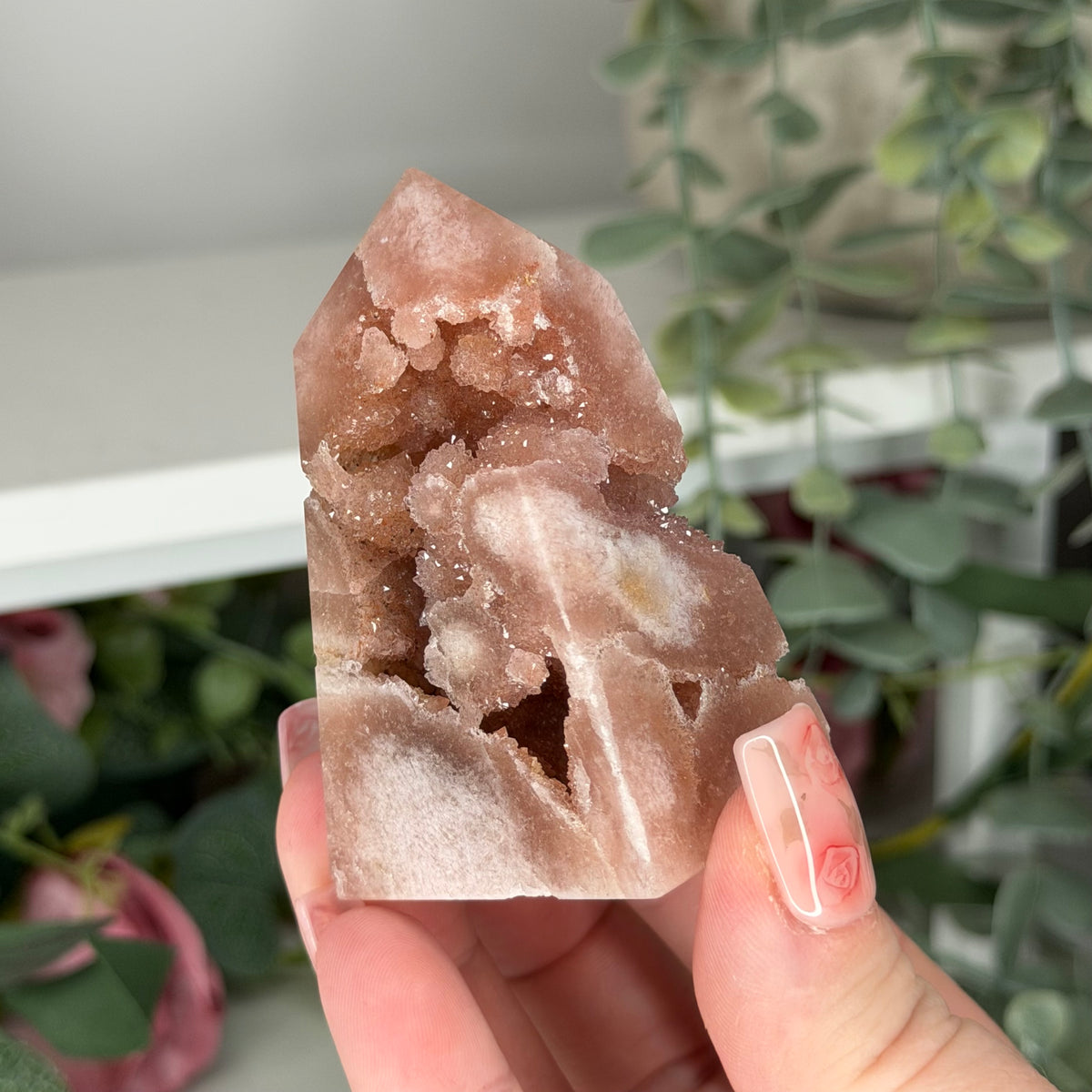 Pink Amethyst With Flower Agate Tower A