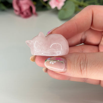 Rose Quartz Sleeping Cat