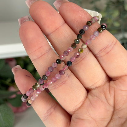 Rainbow Tourmaline Faceted Bracelet (4mm)
