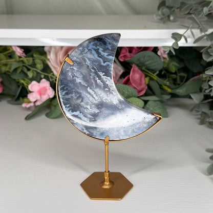 Blue Plume Agate Moon A