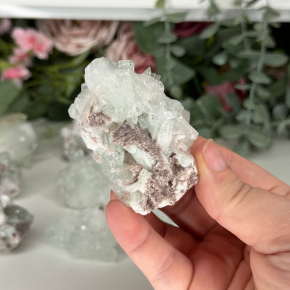 Green Apophyllite With Pink Chalcedony