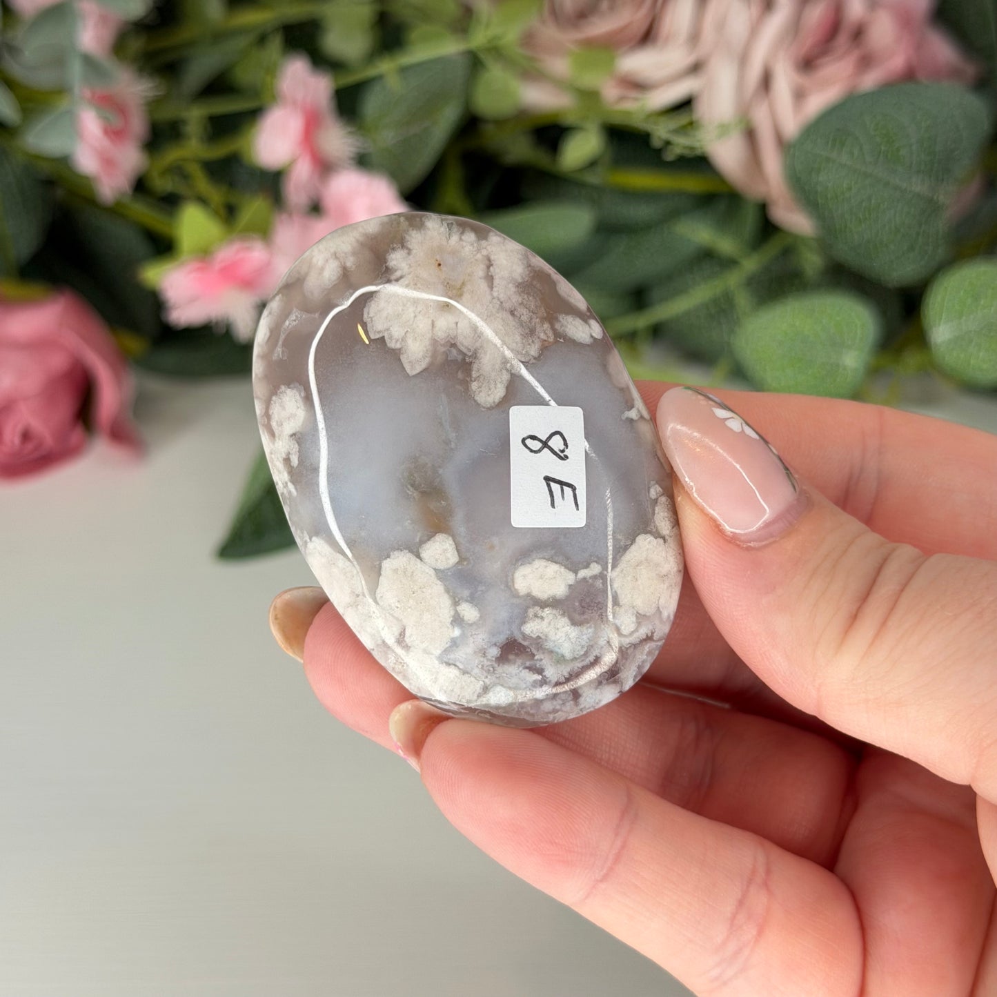 Black Flower Agate Palmstone