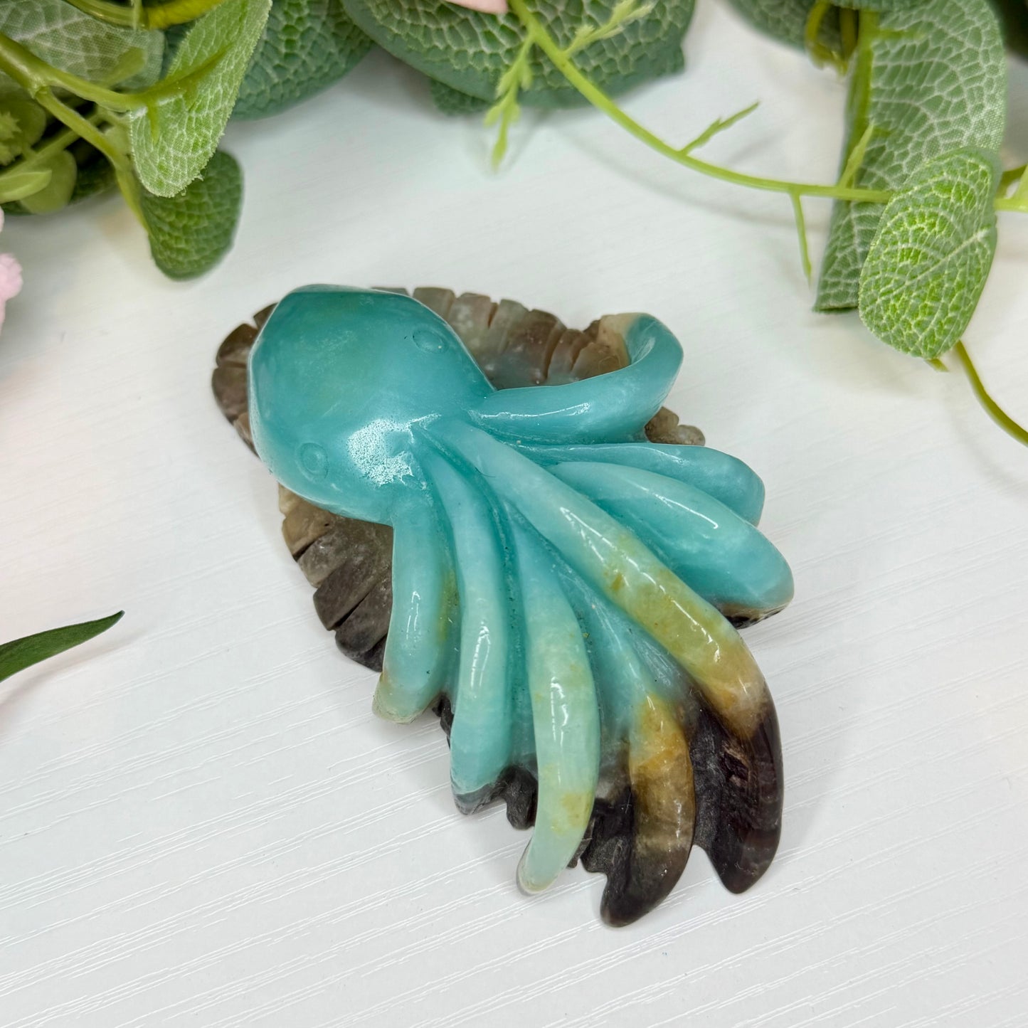 Amazonite Octopus Carving