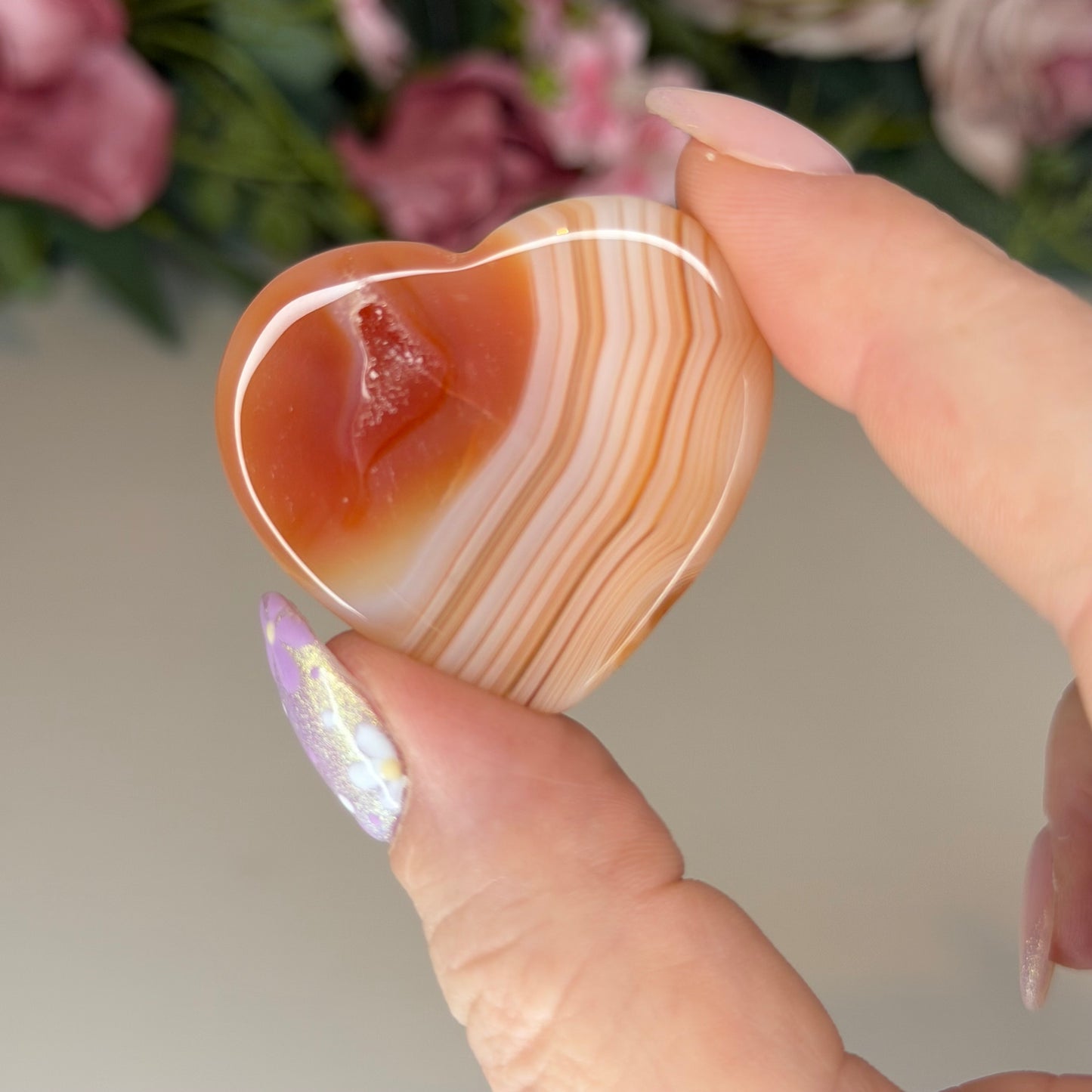 Carnelian Heart Shaped Worry Stone (Intuitively Chosen)