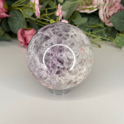 Large Amethyst With Flower Agate Sphere 1kg